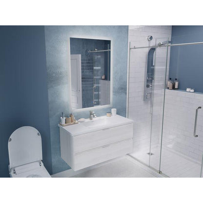 ANZZI Conques 39" x 20" Rich White Solid Wood Bathroom Vanity With Glossy White Countertop With Sink and 24" LED Mirror