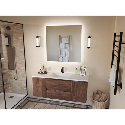 ANZZI Conques 48" x 20" Dark Brown Solid Wood Bathroom Vanity With Glossy White Countertop With Sink and 36" LED Mirror