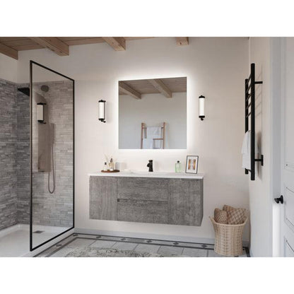 ANZZI Conques 48" x 20" Rich Gray Solid Wood Bathroom Vanity With Glossy White Countertop With Sink and 36" LED Mirror