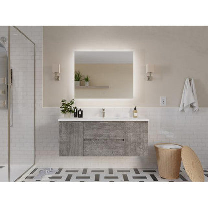 ANZZI Conques 48" x 20" Rich Gray Solid Wood Bathroom Vanity With Glossy White Countertop With Sink and 39" LED Mirror