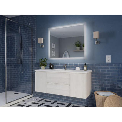 ANZZI Conques 48" x 20" Rich White Solid Wood Bathroom Vanity With Glossy White Countertop With Sink and 39" LED Mirror