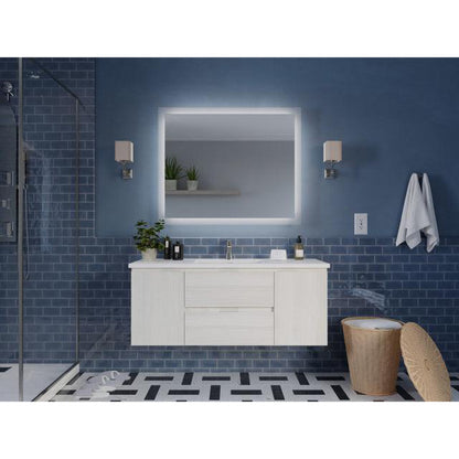 ANZZI Conques 48" x 20" Rich White Solid Wood Bathroom Vanity With Glossy White Countertop With Sink and 39" LED Mirror