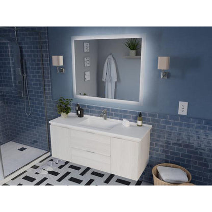 ANZZI Conques 48" x 20" Rich White Solid Wood Bathroom Vanity With Glossy White Countertop With Sink and 39" LED Mirror