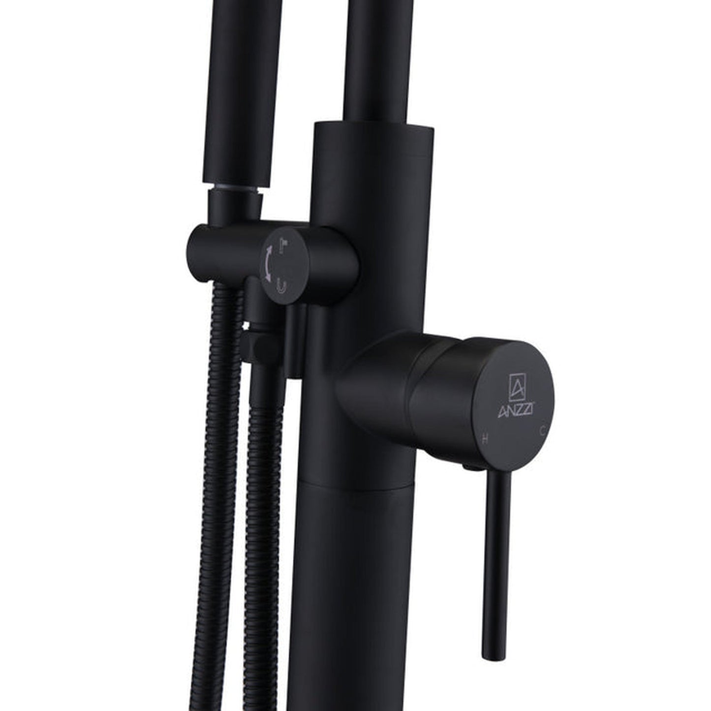 ANZZI Coral Series 2-Handle Matte Black Clawfoot Tub Faucet With Euro-Grip Handheld Sprayer