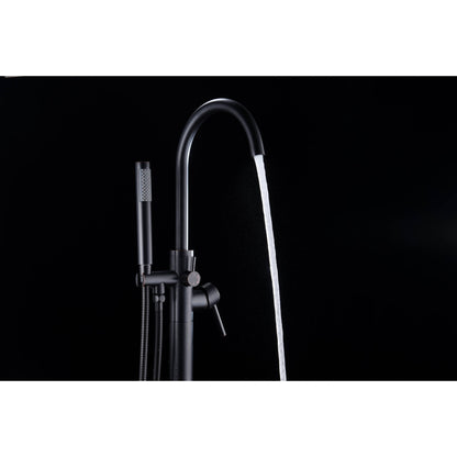 ANZZI Coral Series 2-Handle Matte Black Clawfoot Tub Faucet With Euro-Grip Handheld Sprayer