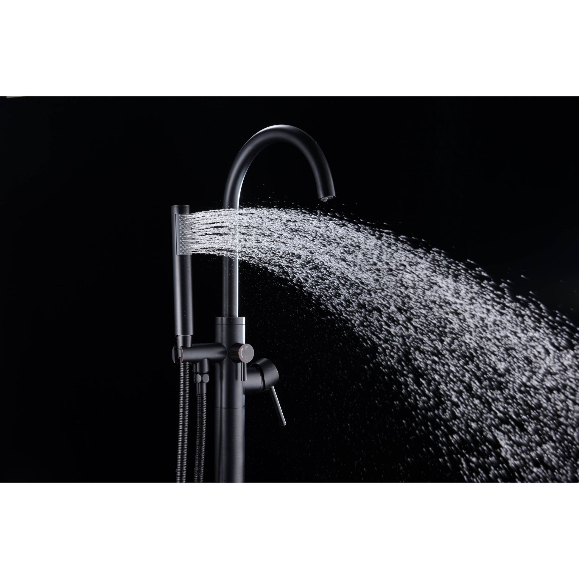 ANZZI Coral Series 2-Handle Matte Black Clawfoot Tub Faucet With Euro-Grip Handheld Sprayer