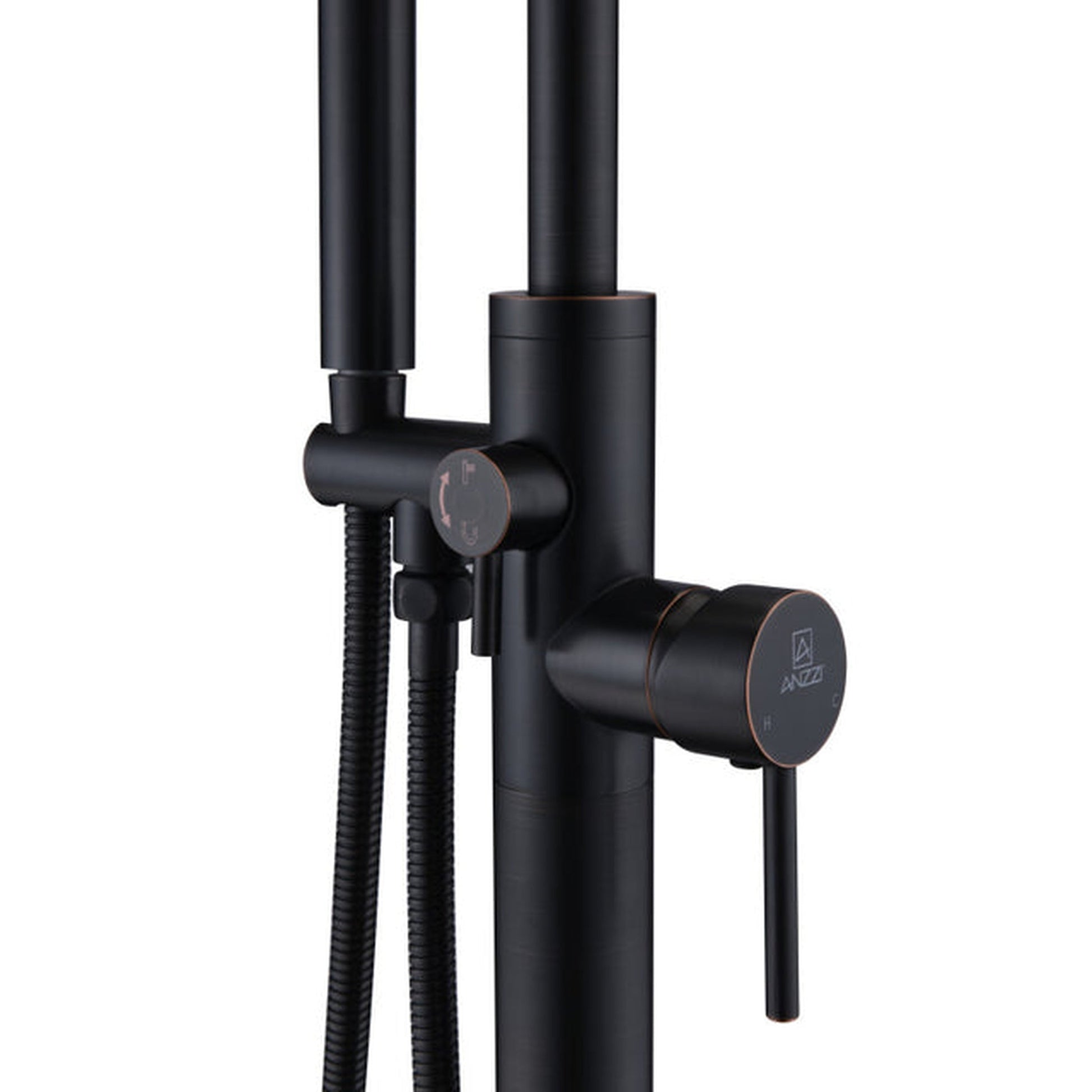 ANZZI Coral Series 2-Handle Oil Rubbed Bronze Clawfoot Tub Faucet With Euro-Grip Handheld Sprayer