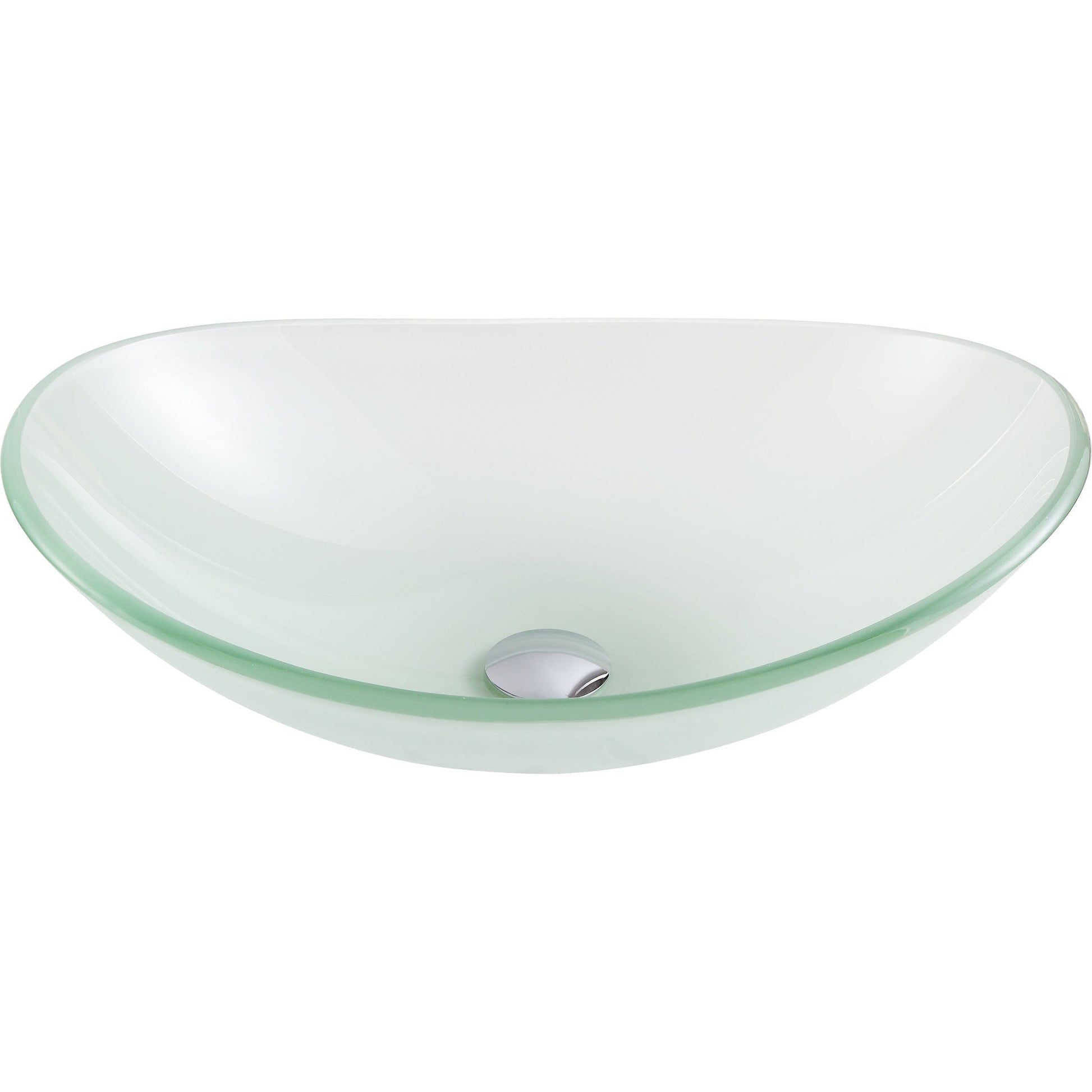 ANZZI Craft Series 21" x 15" Oval Shape Lustrous Frosted Deco-Glass Vessel Sink With Polished Chrome Pop-Up Drain