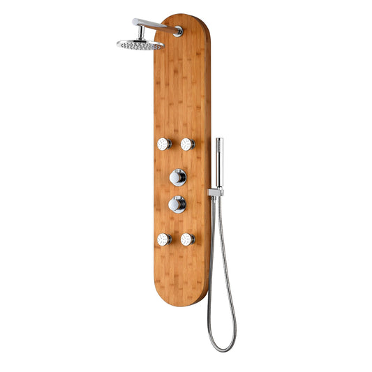 ANZZI Crane Series 52" Tan 4-Jetted Full Body Shower Panel With Heavy Rain Shower Head and Euro-Grip Hand Sprayer