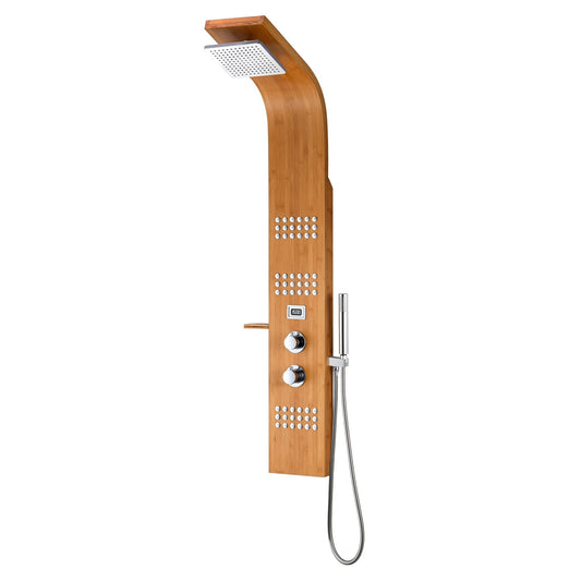 ANZZI Crane Series 60" Tan 3-Jetted Full Body Shower Panel With Heavy Rain Shower Head and Euro-Grip Hand Sprayer