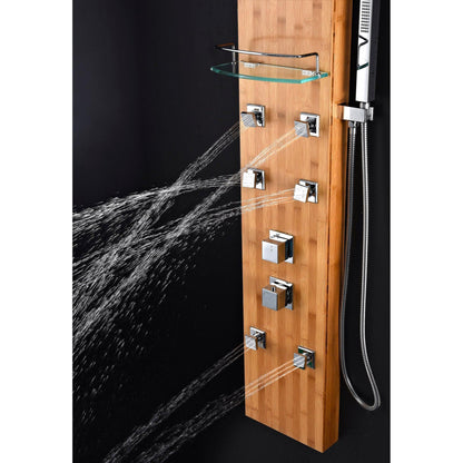 ANZZI Crane Series 60" Tan 6-Jetted Full Body Shower Panel With Heavy Rain Shower Head and Euro-Grip Hand Sprayer