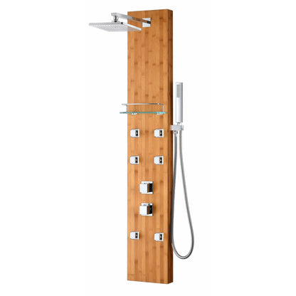 ANZZI Crane Series 60" Tan 6-Jetted Full Body Shower Panel With Heavy Rain Shower Head and Euro-Grip Hand Sprayer