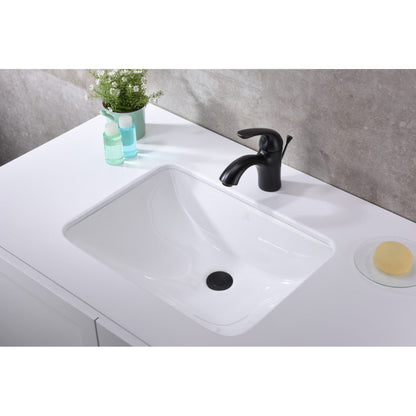 ANZZI Dahlia Series 21" x 15" Rectangular Glossy White Undermount Sink With Built-In Overflow