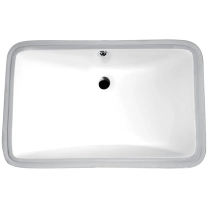 ANZZI Dahlia Series 21" x 15" Rectangular Glossy White Undermount Sink With Built-In Overflow