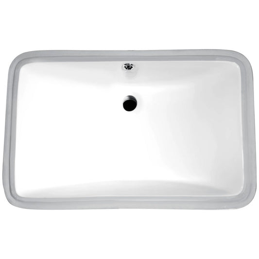 ANZZI Dahlia Series 21" x 15" Rectangular Glossy White Undermount Sink With Built-In Overflow