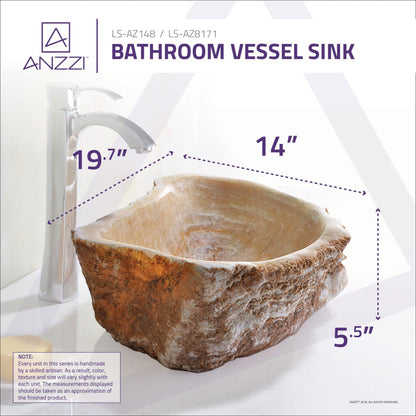 ANZZI Daniil Series 20" x 14" Irregular Shape Honey Onyx Vessel Sink