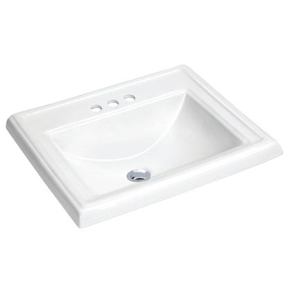 ANZZI Dawn Series 23" x 18" Glossy White Three Faucet Holes Drop-In Sink With Built-In Overflow