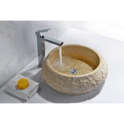 ANZZI Desert Ash Series 17" x 17" Round Cream Marble Vessel Sink