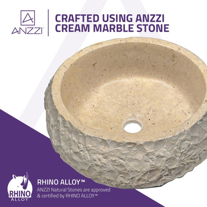 ANZZI Desert Ash Series 17" x 17" Round Cream Marble Vessel Sink
