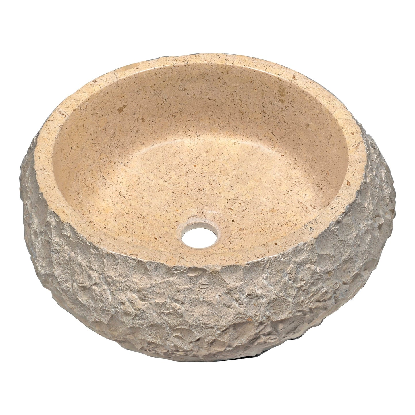 ANZZI Desert Ash Series 17" x 17" Round Cream Marble Vessel Sink