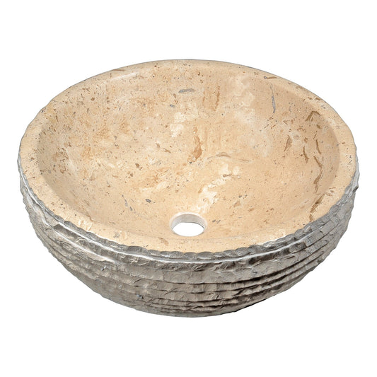 ANZZI Desert Basin Series 17" x 17" Round Cream Marble Vessel Sink
