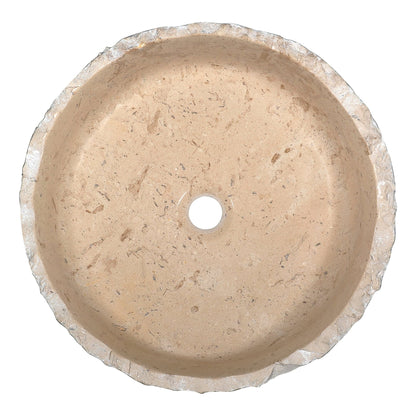 ANZZI Desert Crown Series 17" x 17" Round Cream Marble Vessel Sink