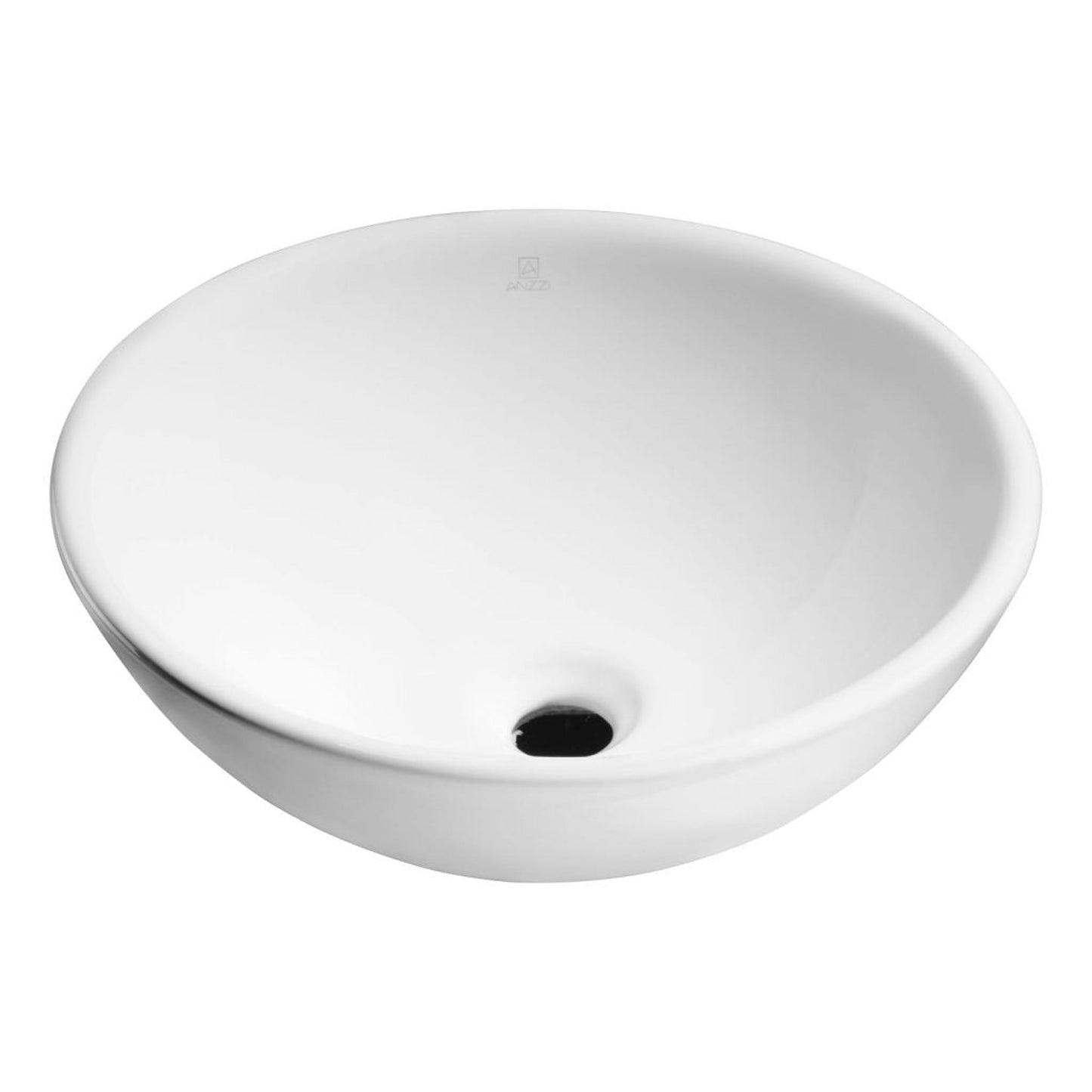 ANZZI Deux Series 16" x 16" Round Glossy White Vessel Sink