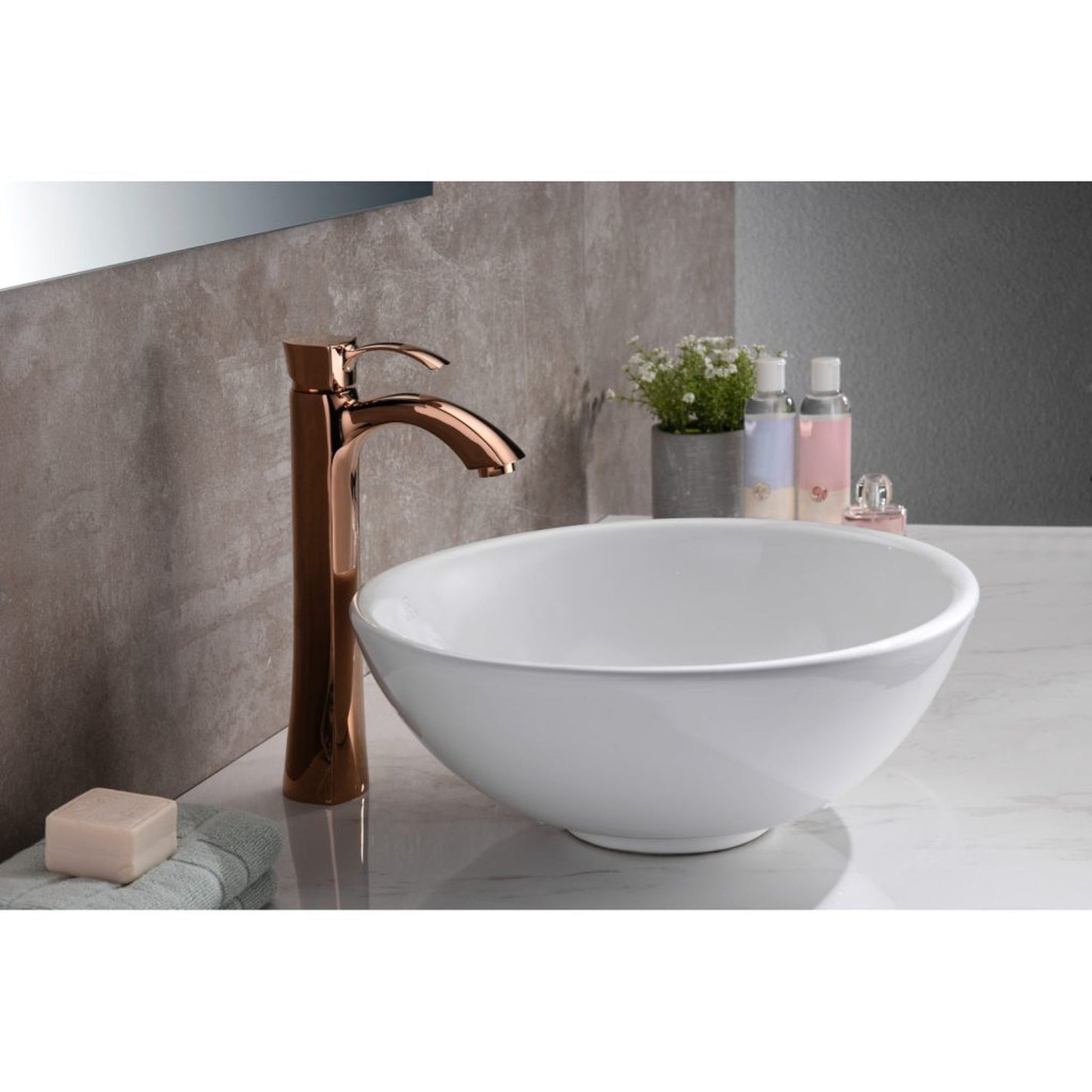 ANZZI Deux Series 16" x 16" Round Glossy White Vessel Sink