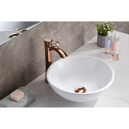 ANZZI Deux Series 16" x 16" Round Glossy White Vessel Sink