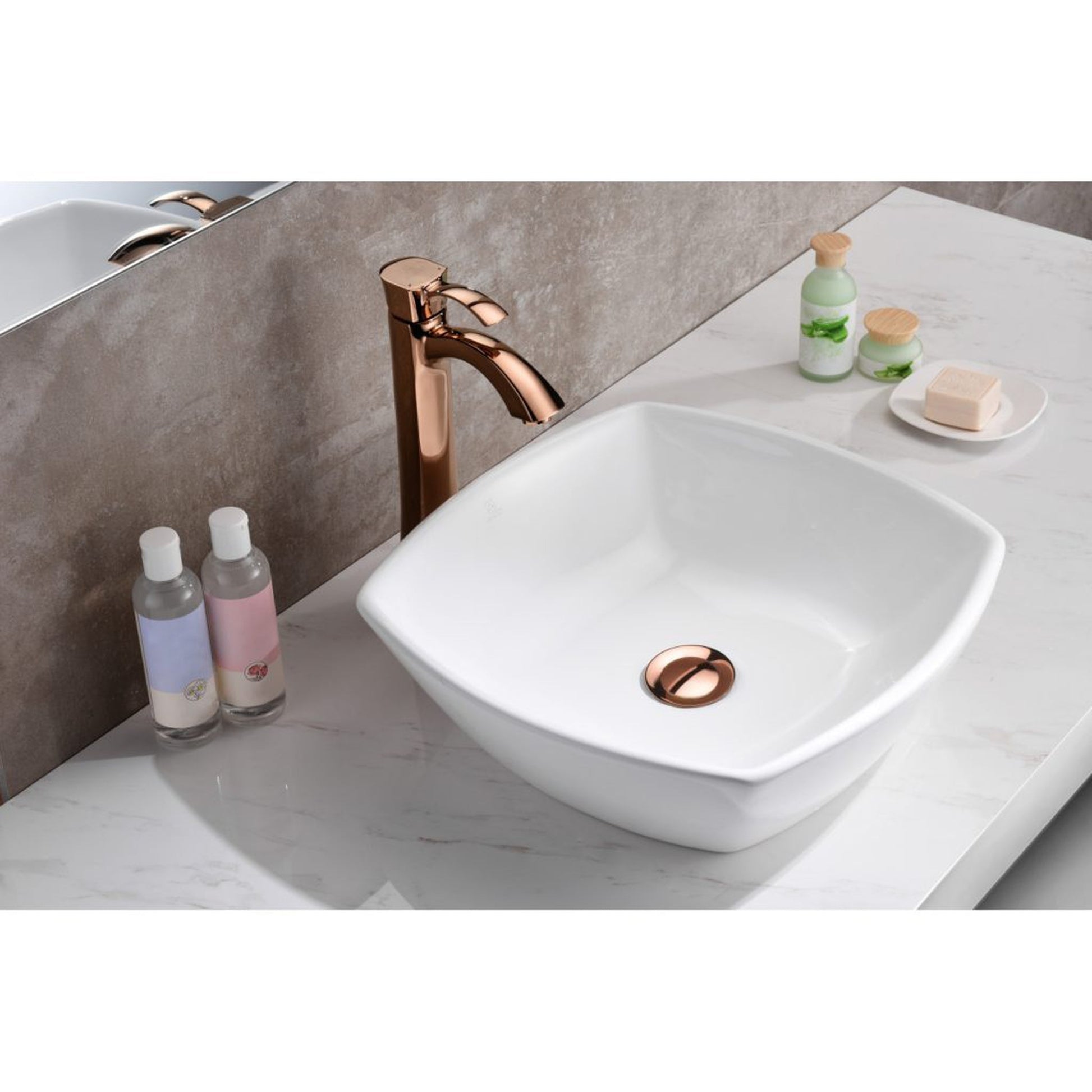 ANZZI Deux Series 17" x 17" Square Shape Glossy White Vessel Sink