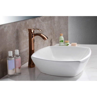 ANZZI Deux Series 17" x 17" Square Shape Glossy White Vessel Sink