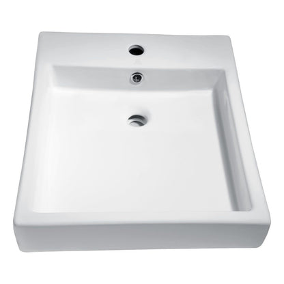 ANZZI Deux Series 18" x 22" Rectangular Glossy White Single Hole Vessel Sink With Built-In Overflow