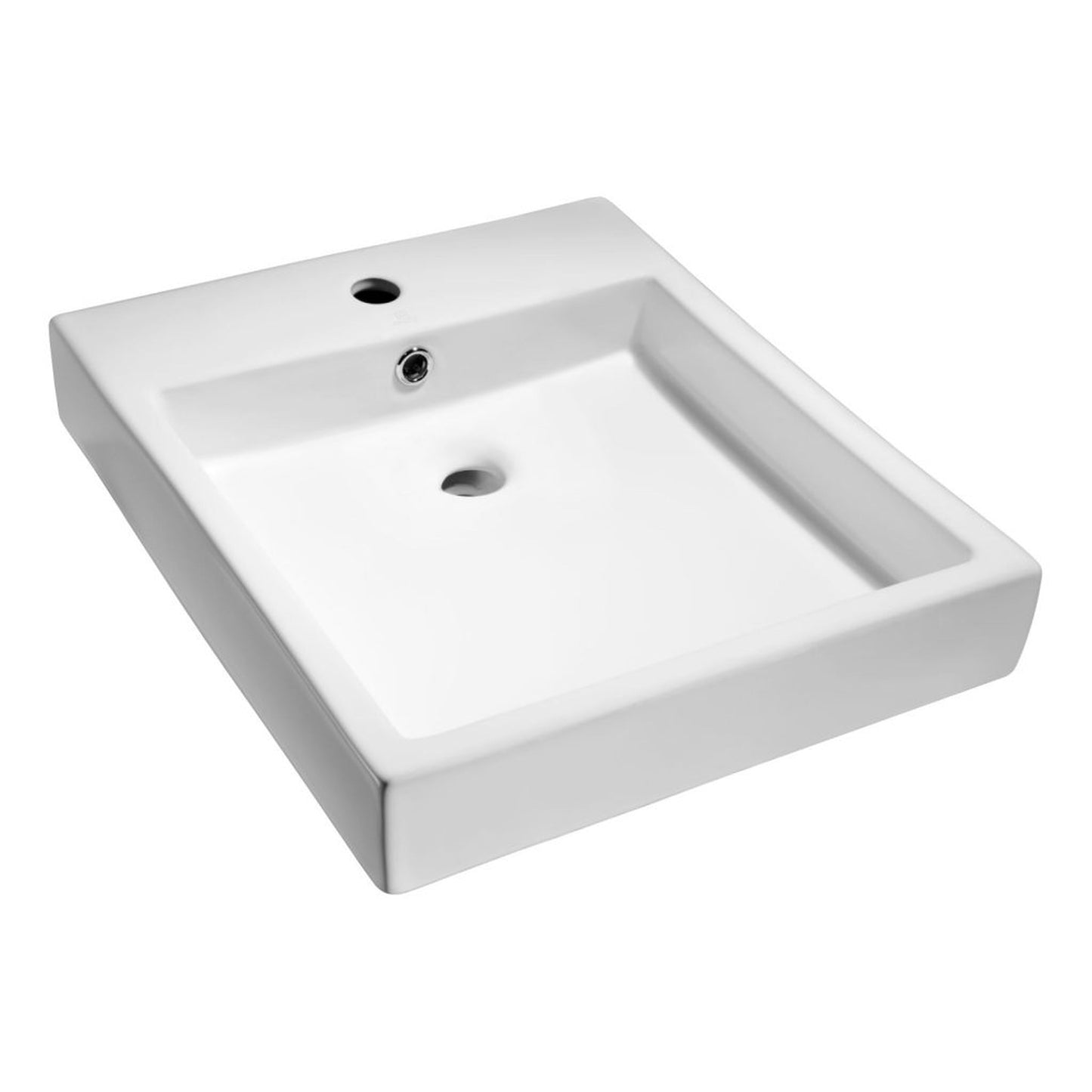 ANZZI Deux Series 18" x 22" Rectangular Glossy White Single Hole Vessel Sink With Built-In Overflow