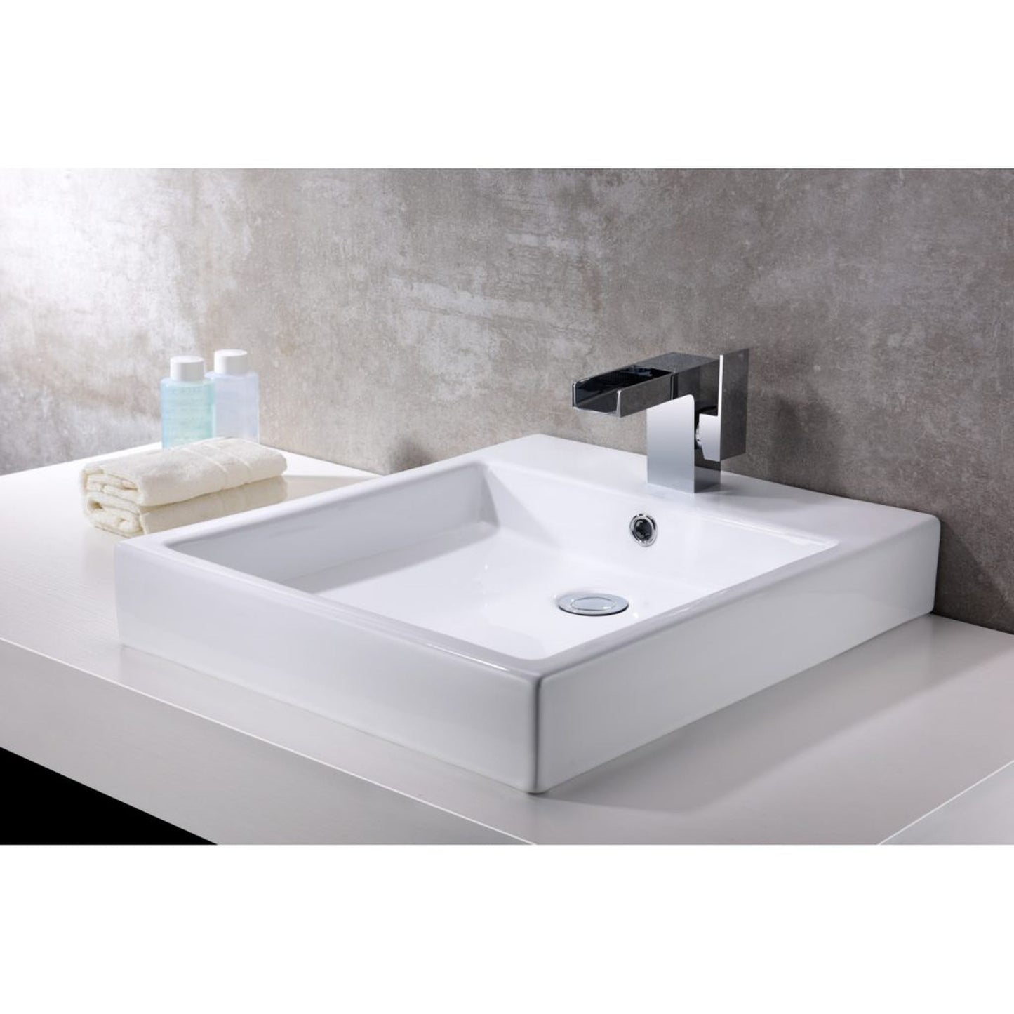 ANZZI Deux Series 18" x 22" Rectangular Glossy White Single Hole Vessel Sink With Built-In Overflow