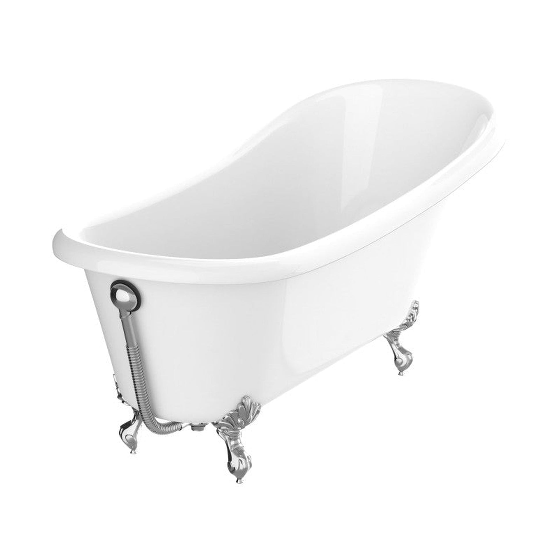 ANZZI Diamante Series 67" x 30" Freestanding Glossy White in Eagle's Talon Claw Feet Style Bathtub