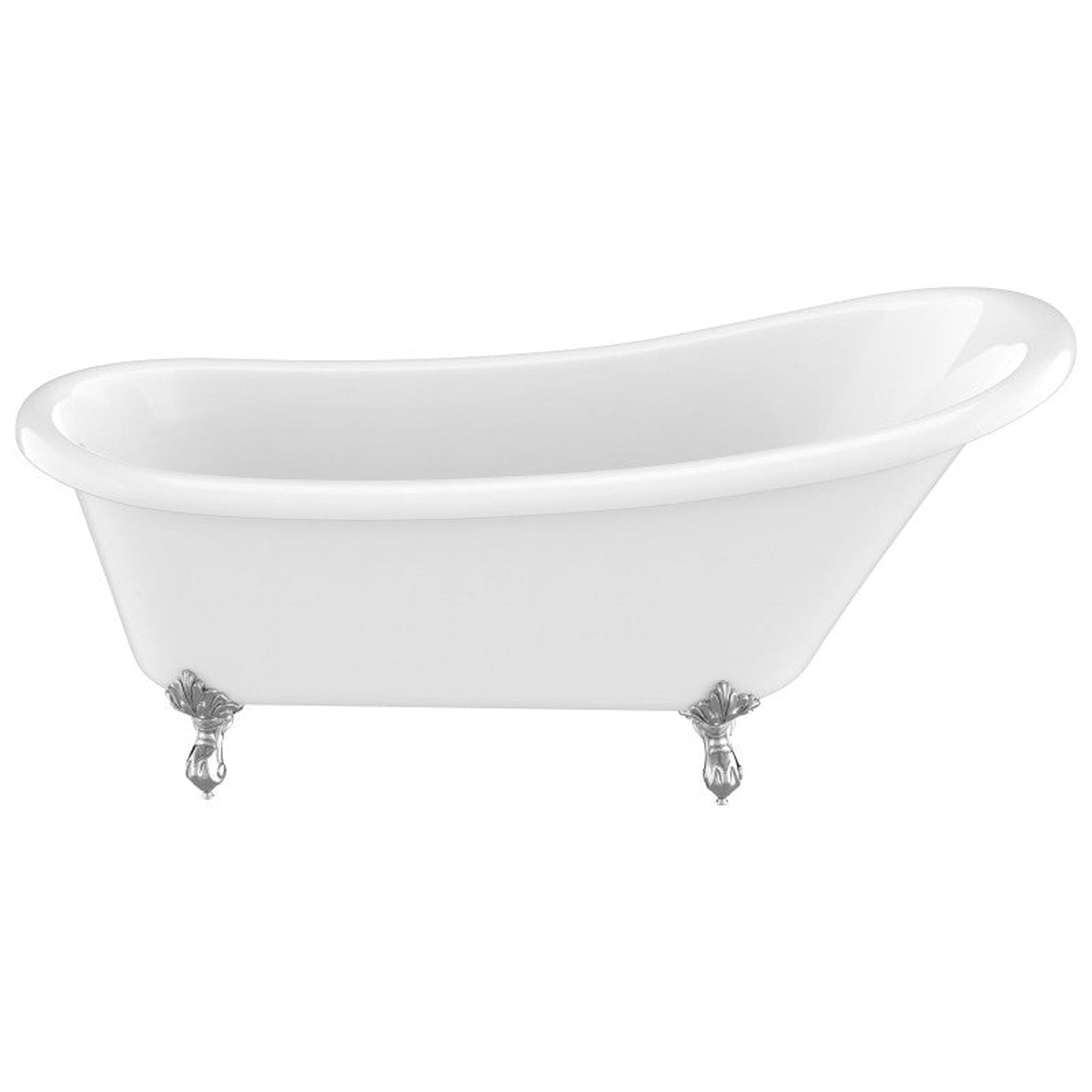 ANZZI Diamante Series 67" x 30" Freestanding Glossy White in Eagle's Talon Claw Feet Style Bathtub