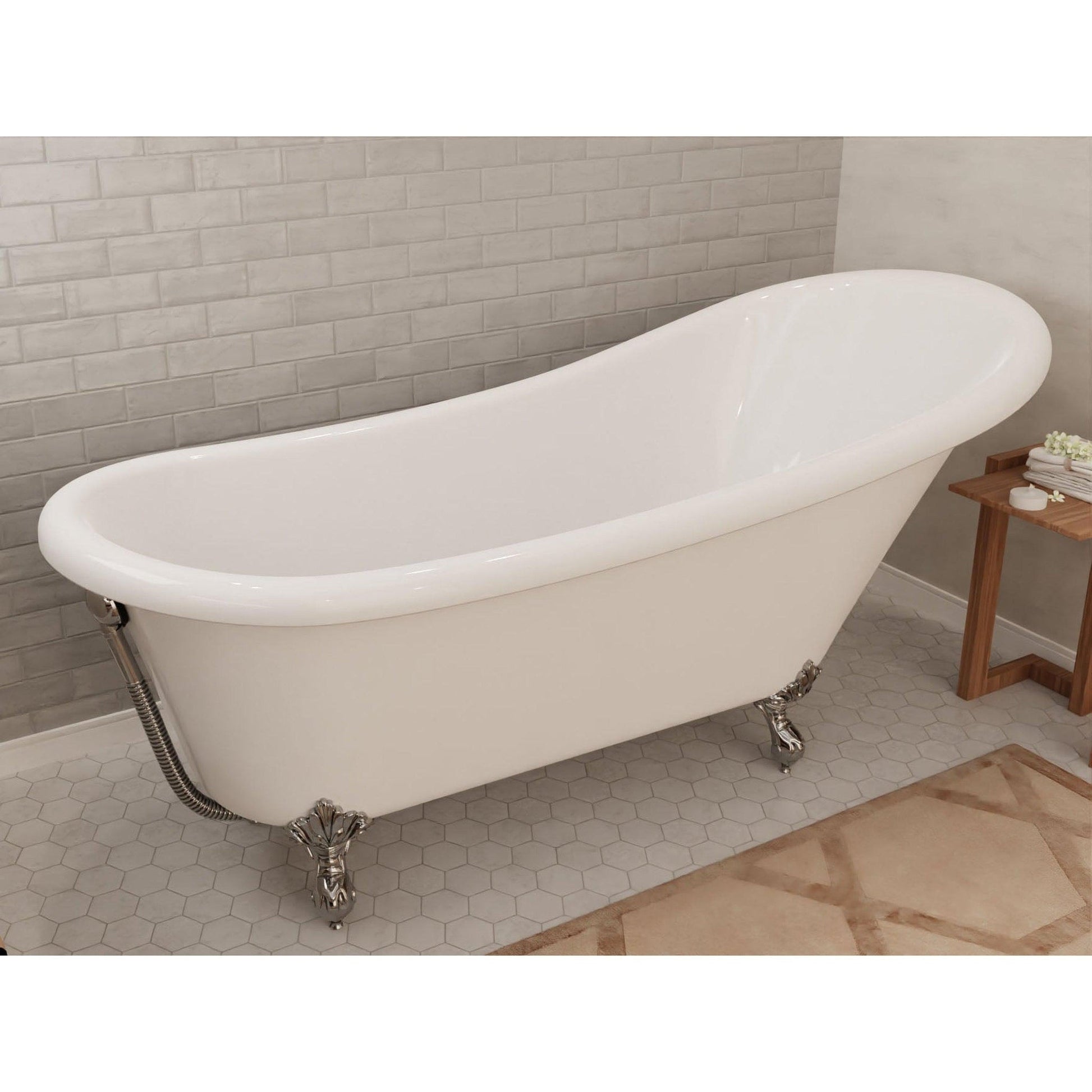 ANZZI Diamante Series 67" x 30" Freestanding Glossy White in Eagle's Talon Claw Feet Style Bathtub