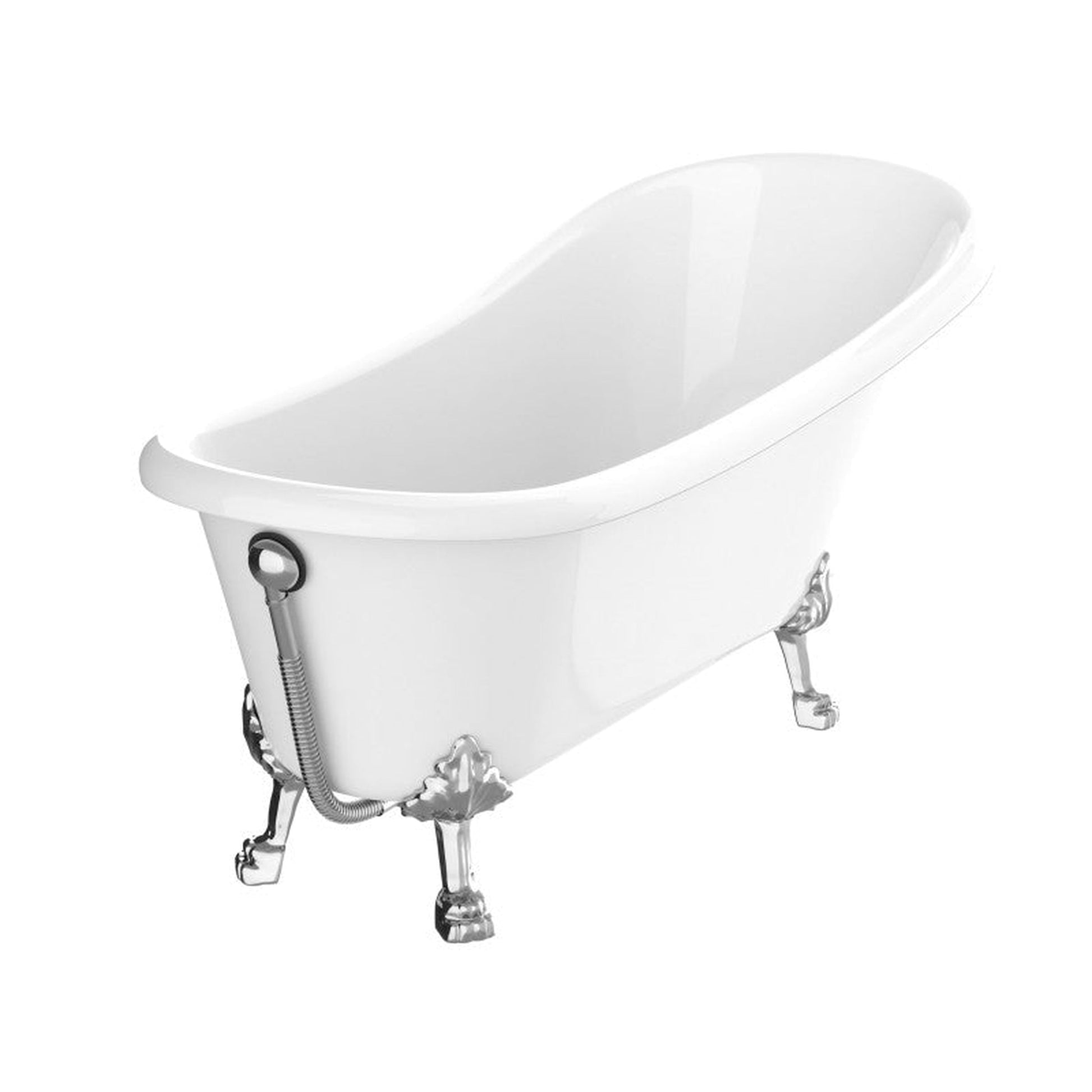ANZZI Diamante Series 67" x 30" Freestanding Glossy White in Lion's Paw Claw Feet Style Bathtub