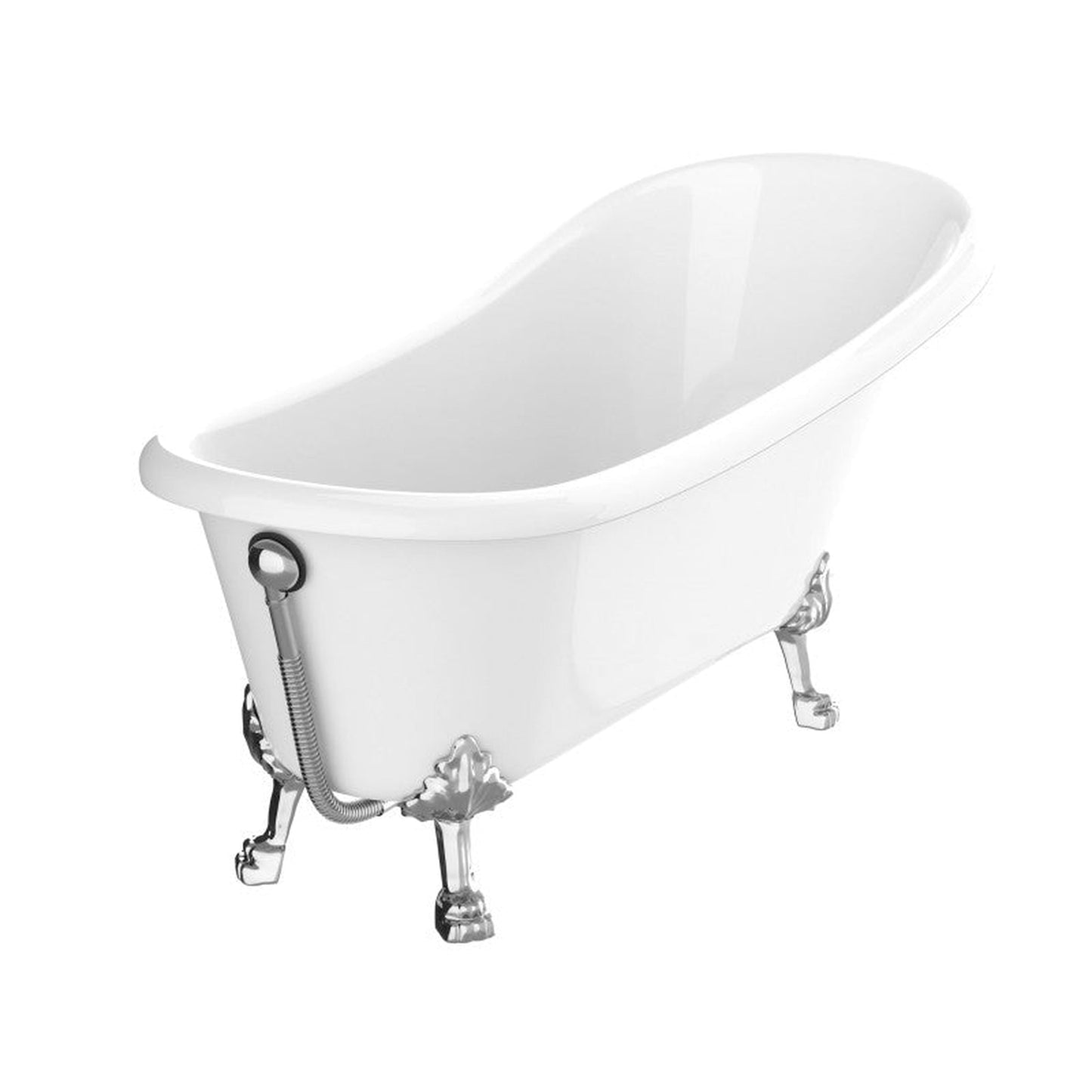 ANZZI Diamante Series 67" x 30" Freestanding Glossy White in Lion's Paw Claw Feet Style Bathtub