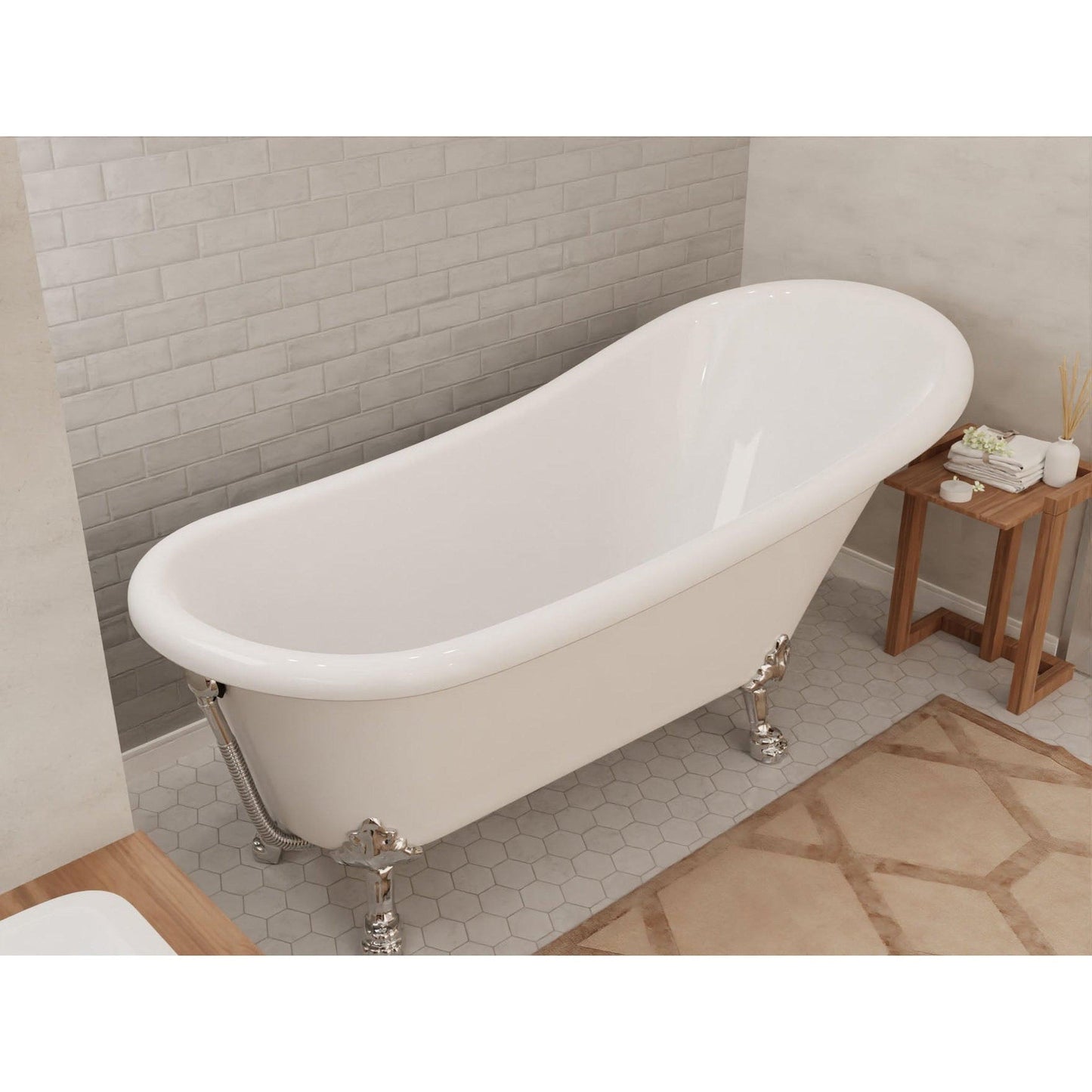 ANZZI Diamante Series 67" x 30" Freestanding Glossy White in Lion's Paw Claw Feet Style Bathtub