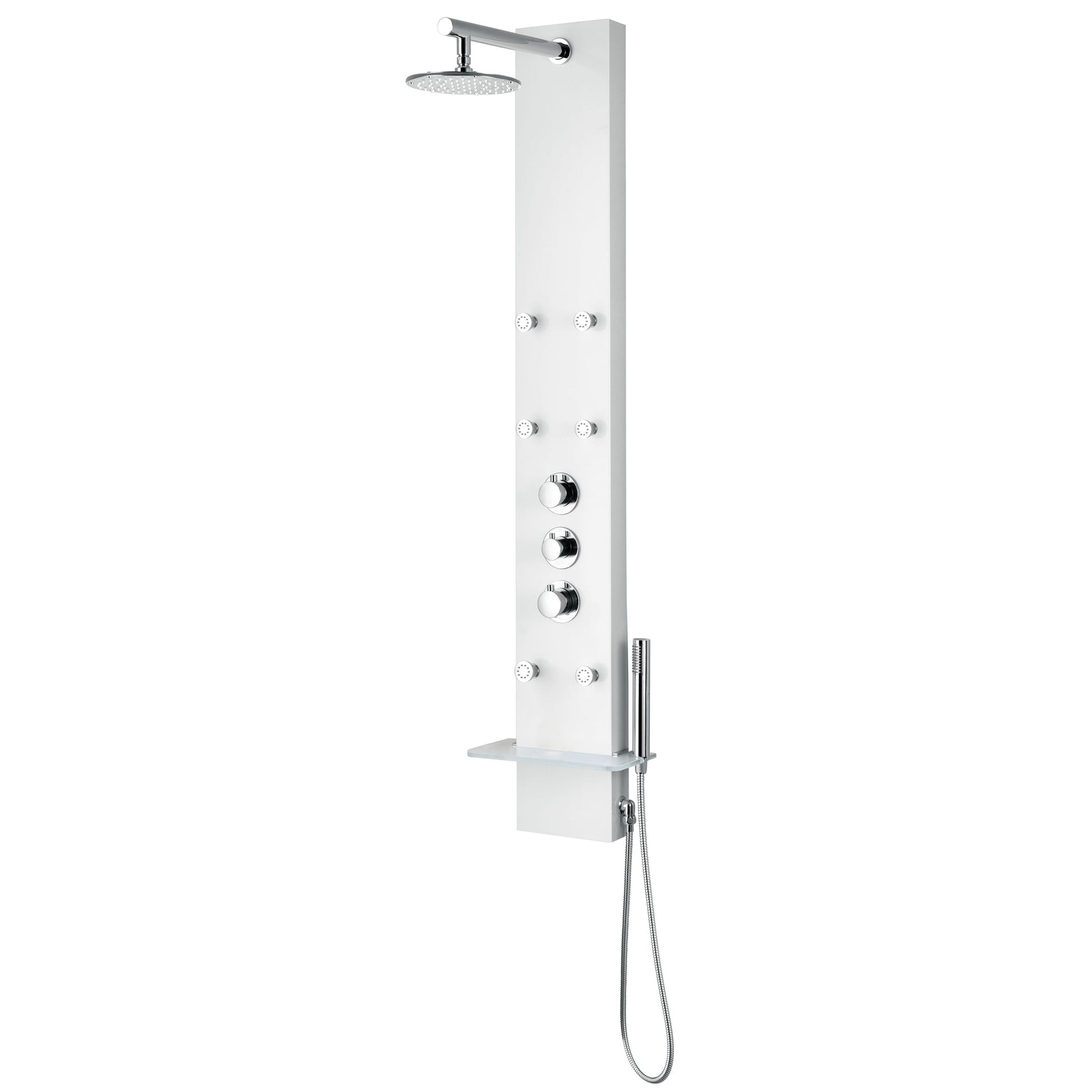 ANZZI Donna Series 60" White 6-Jetted Full Body Shower Panel With Heavy Rain Shower Head and Euro-Grip Hand Sprayer
