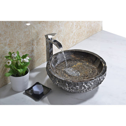 ANZZI Dusk Series 17" x 17" Round Blue Stone Vessel Sink