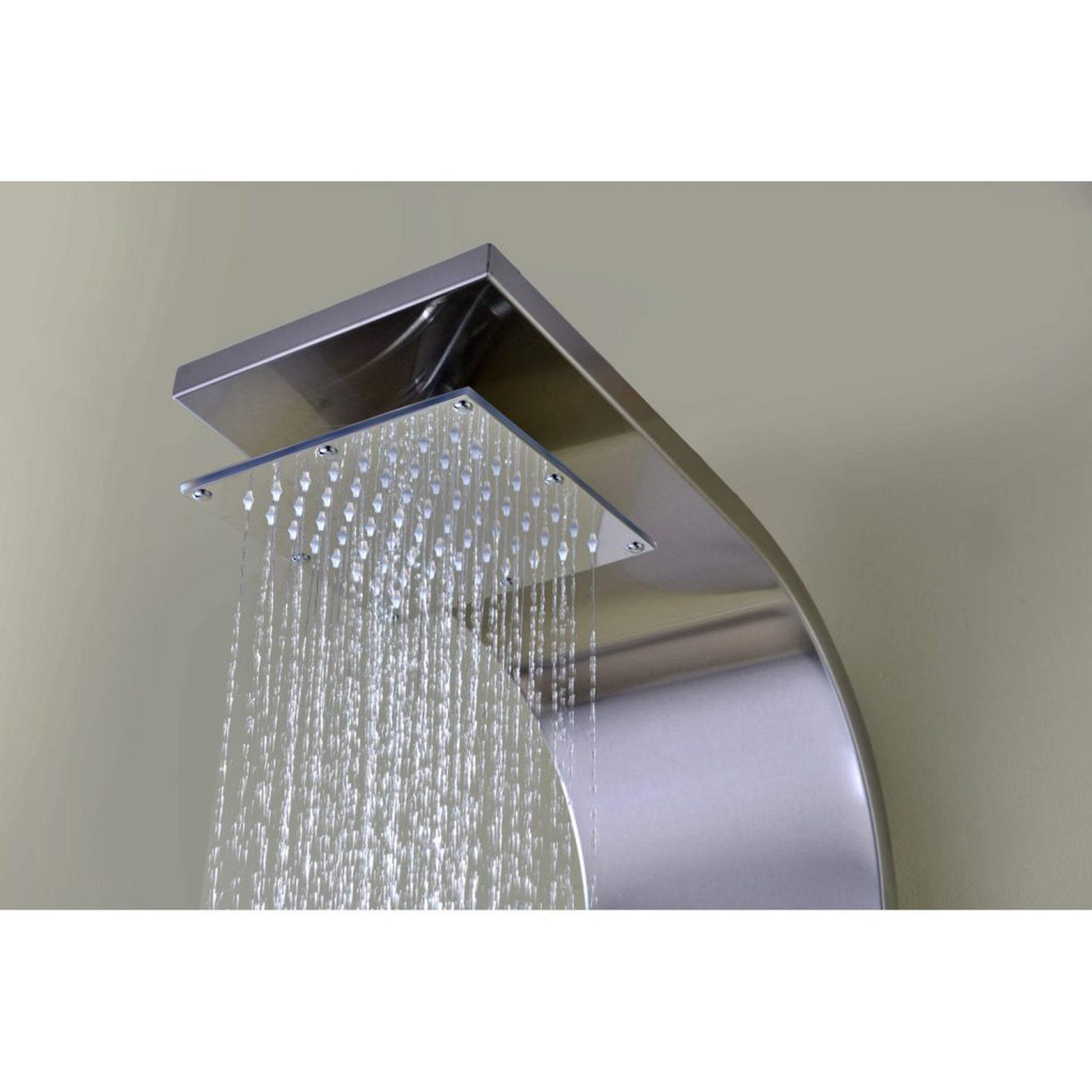 ANZZI Echo Series 63.5" Brushed Stainless Steel 4-Jetted Full Body Shower Panel With Heavy Rain Shower Head and Euro-Grip Hand Sprayer