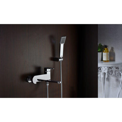 ANZZI Echo Series Wall-Mounted Single Handle Polished Chrome Shower Head Handheld Spray With Bath Faucet Set