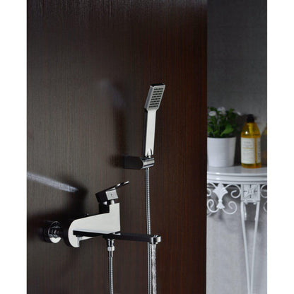 ANZZI Echo Series Wall-Mounted Single Handle Polished Chrome Shower Head Handheld Spray With Bath Faucet Set