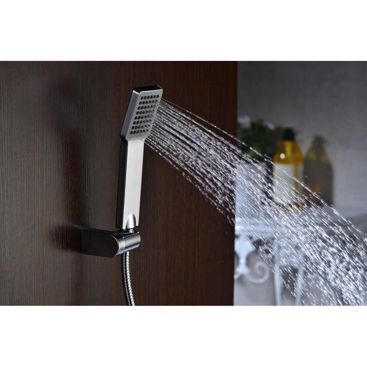 ANZZI Echo Series Wall-Mounted Single Handle Polished Chrome Shower Head Handheld Spray With Bath Faucet Set