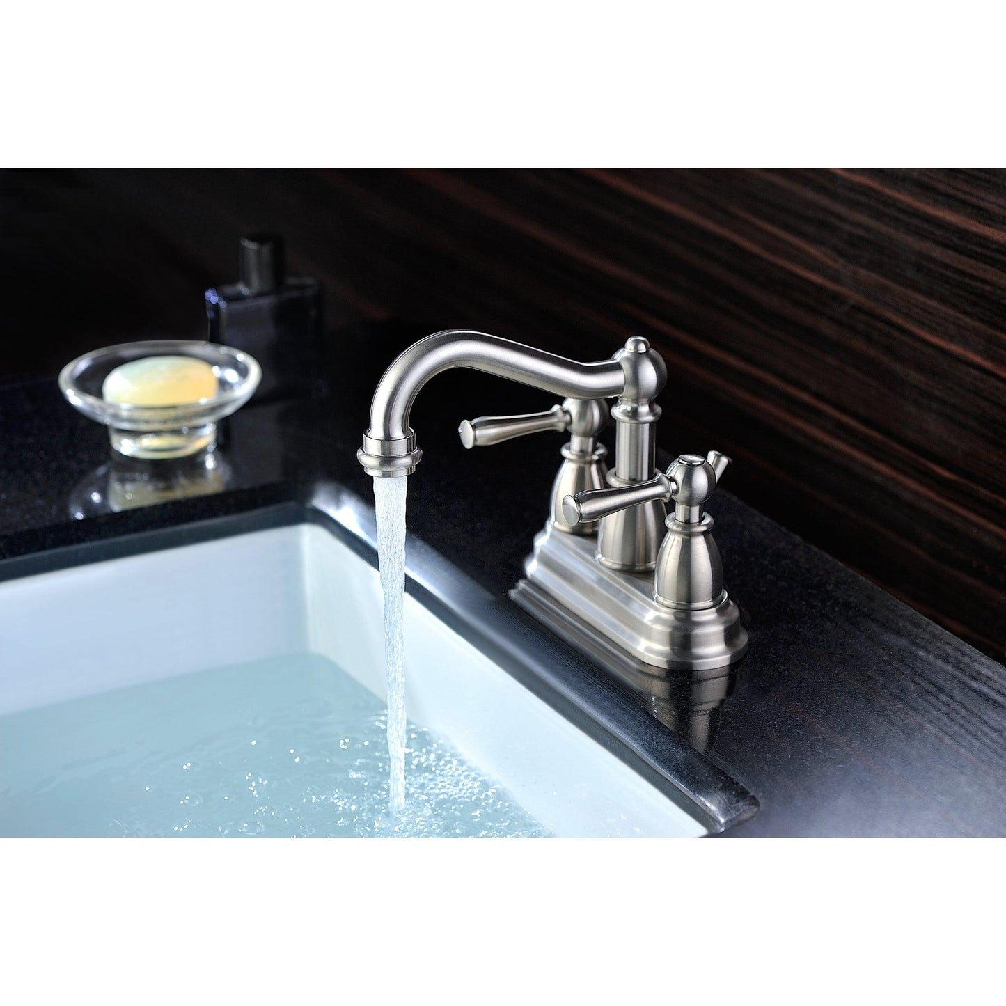 ANZZI Edge Series 4" Centerset Brushed Nickel Mid-Arc Bathroom Sink Faucet