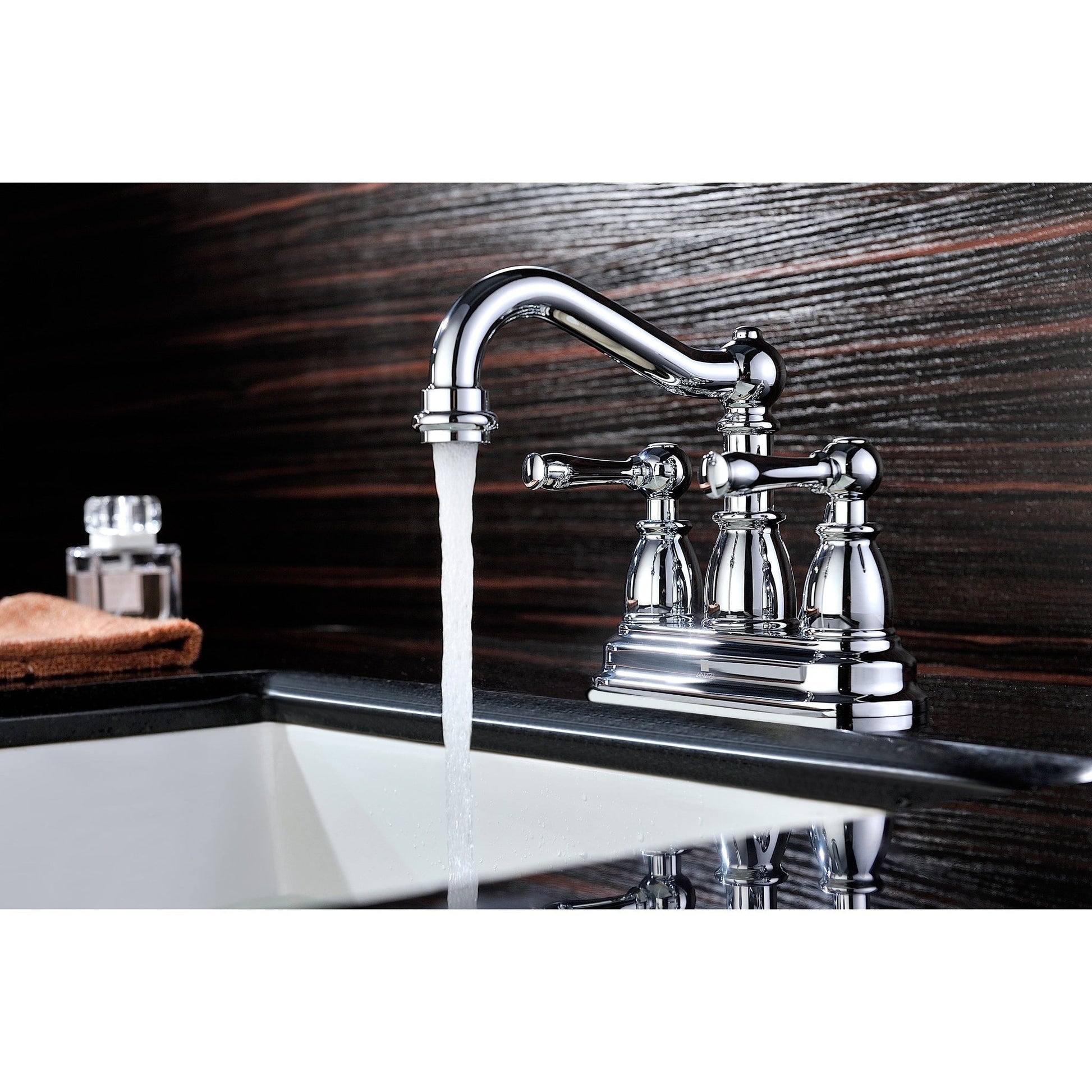 ANZZI Edge Series 4" Centerset Polished Chrome Mid-Arc Bathroom Sink Faucet