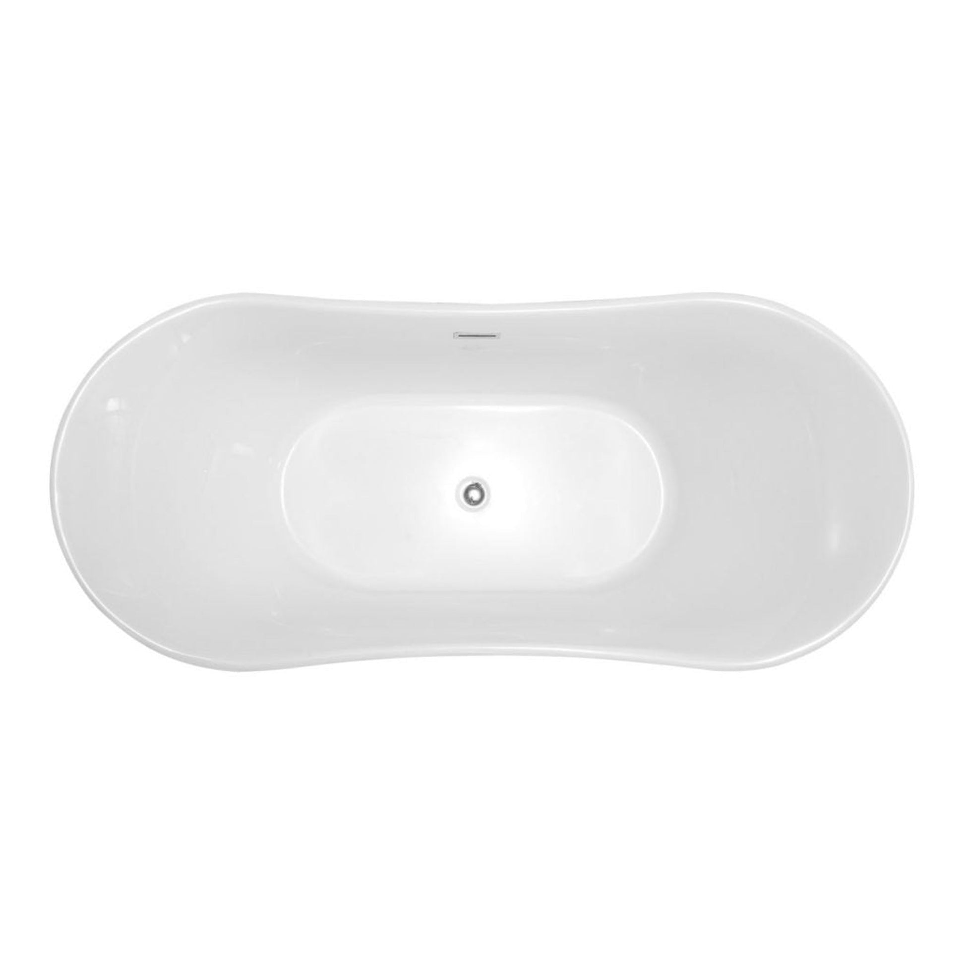 ANZZI Eft Series 67" x 31" Freestanding Glossy White Bathtub With Built-In Overflow