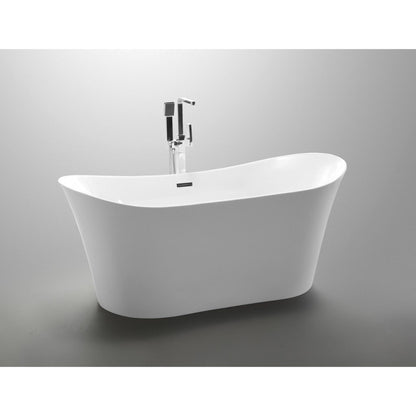 ANZZI Eft Series 67" x 31" Freestanding Glossy White Bathtub With Built-In Overflow